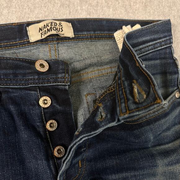 Naked & Famous Jeans Weird Guy Button Up Skinny Jeans Men's 30 Dirty Wash Denim - Picture 4 of 10